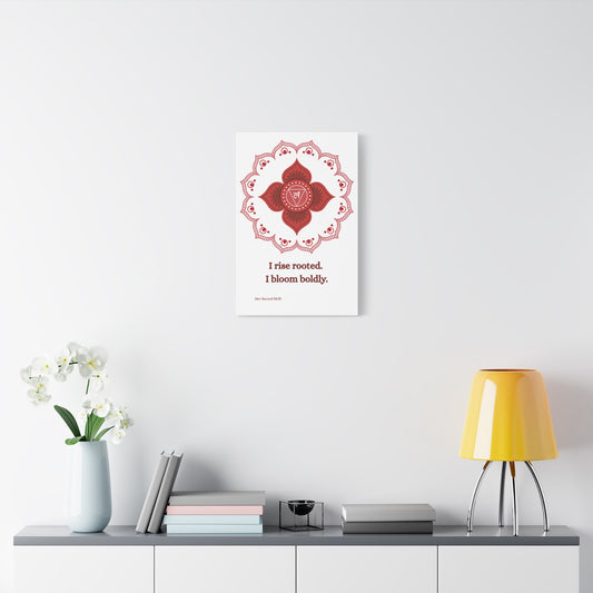 Root Chakra Canvas – “I Rise Rooted” Wall Art (Unframed)