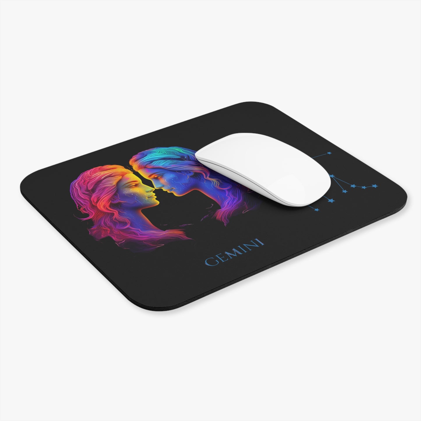 Gemini Zodiac Mouse Pad – Cosmic Twin Energy Art & Constellation Design
