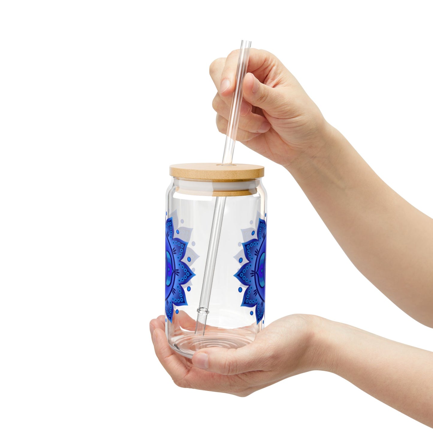 Third Eye Chakra Sipper Glass – 16oz Bamboo Lid & Straw