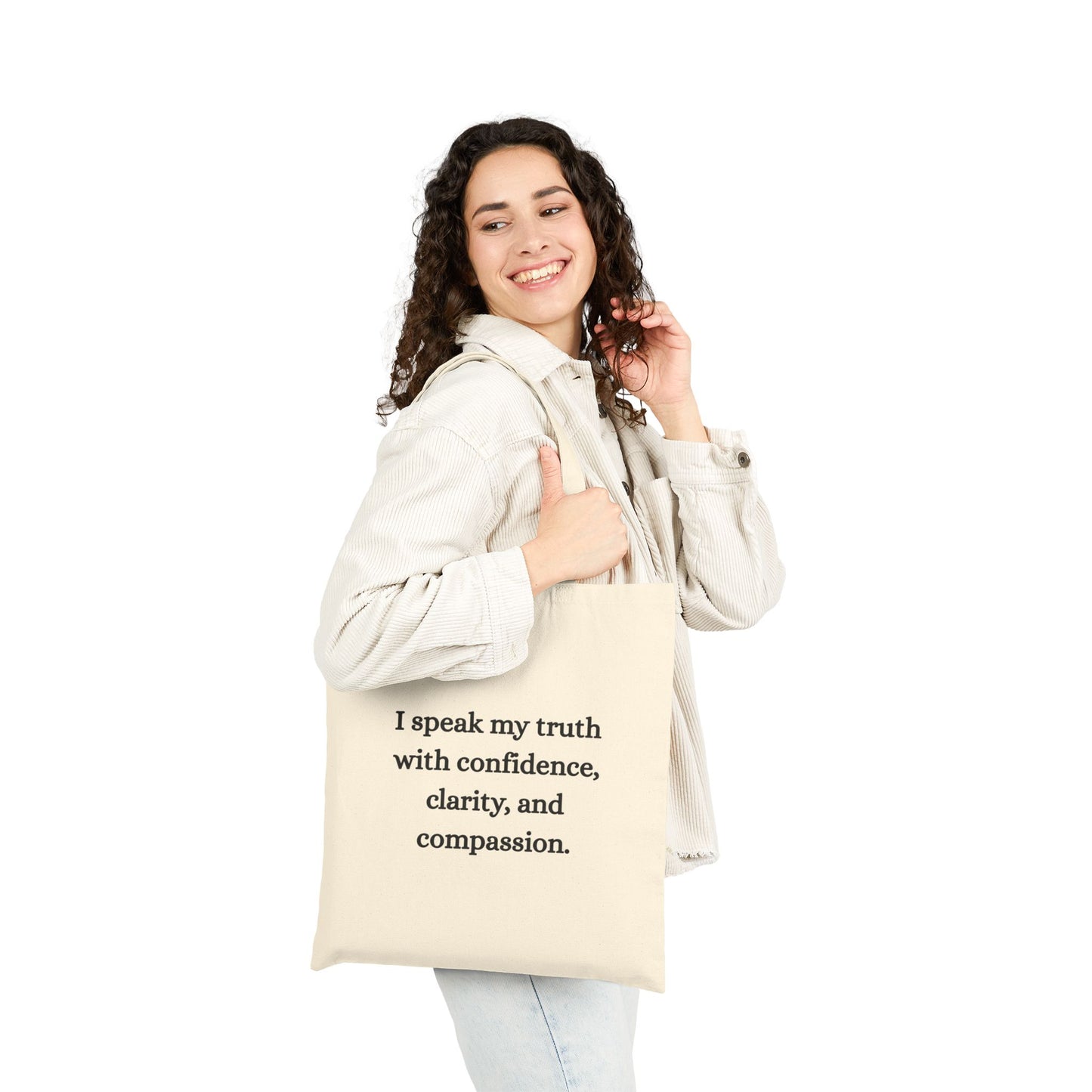 Throat Chakra Cotton Canvas Tote – “I Speak My Truth”