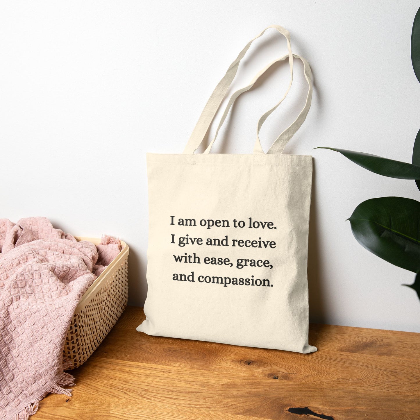 Heart Chakra Cotton Canvas Tote – “I Am Open to Love”