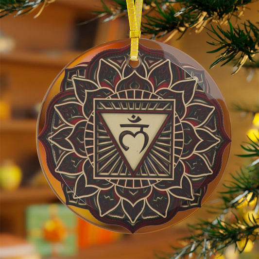 Root Chakra Mandala Glass Ornament