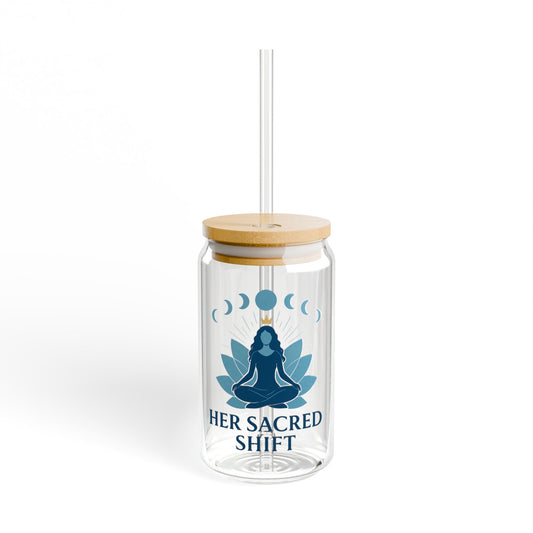 Throat Chakra Sipper Glass – I Speak. I Express. I Am Heard. | 16oz