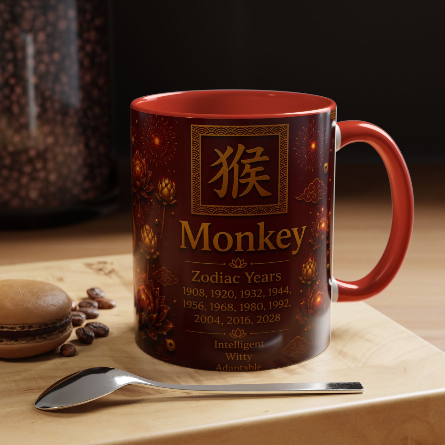 Monkey Zodiac Coffee Mug — Chinese Zodiac Years & Traits Accent Mug (11/15oz)