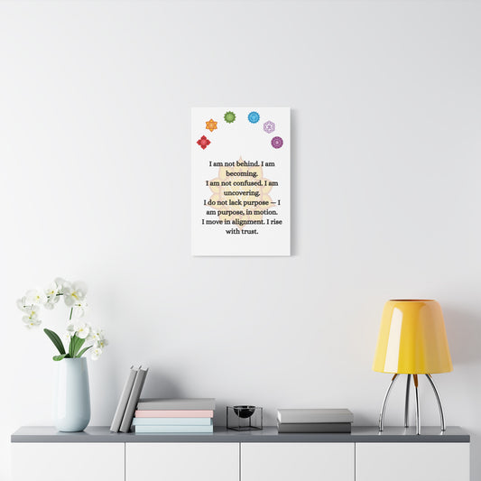 Chakra Alignment Canvas – “I Am Becoming” Affirmation Art (Unframed)