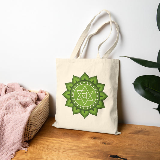 Heart Chakra Cotton Canvas Tote – “I Am Open to Love”