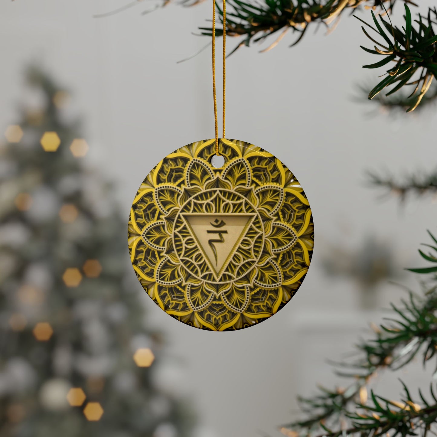 Ceramic Solar Plexus Chakra Ornament – Shining with Christmas Light