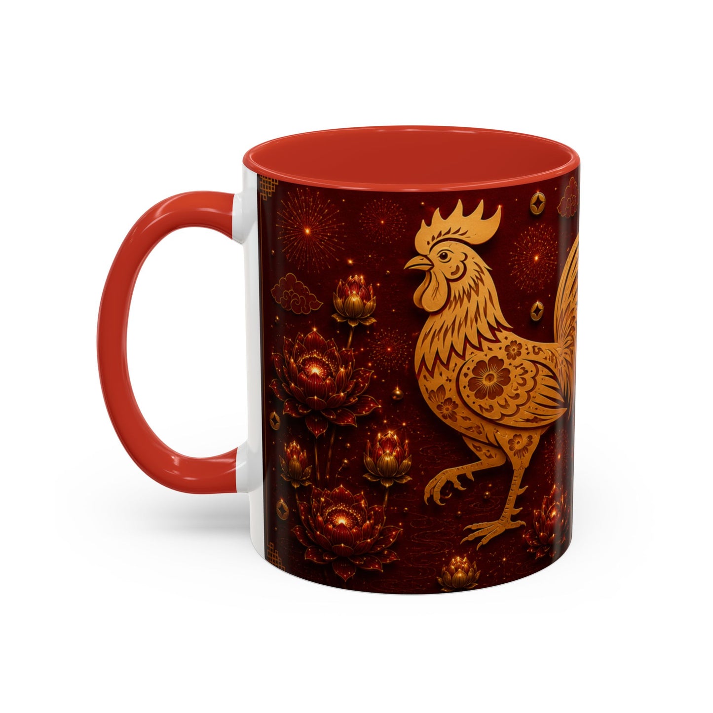 Rooster Zodiac Accent Coffee Mug – Chinese New Year Lucky Rooster Horoscope Gift