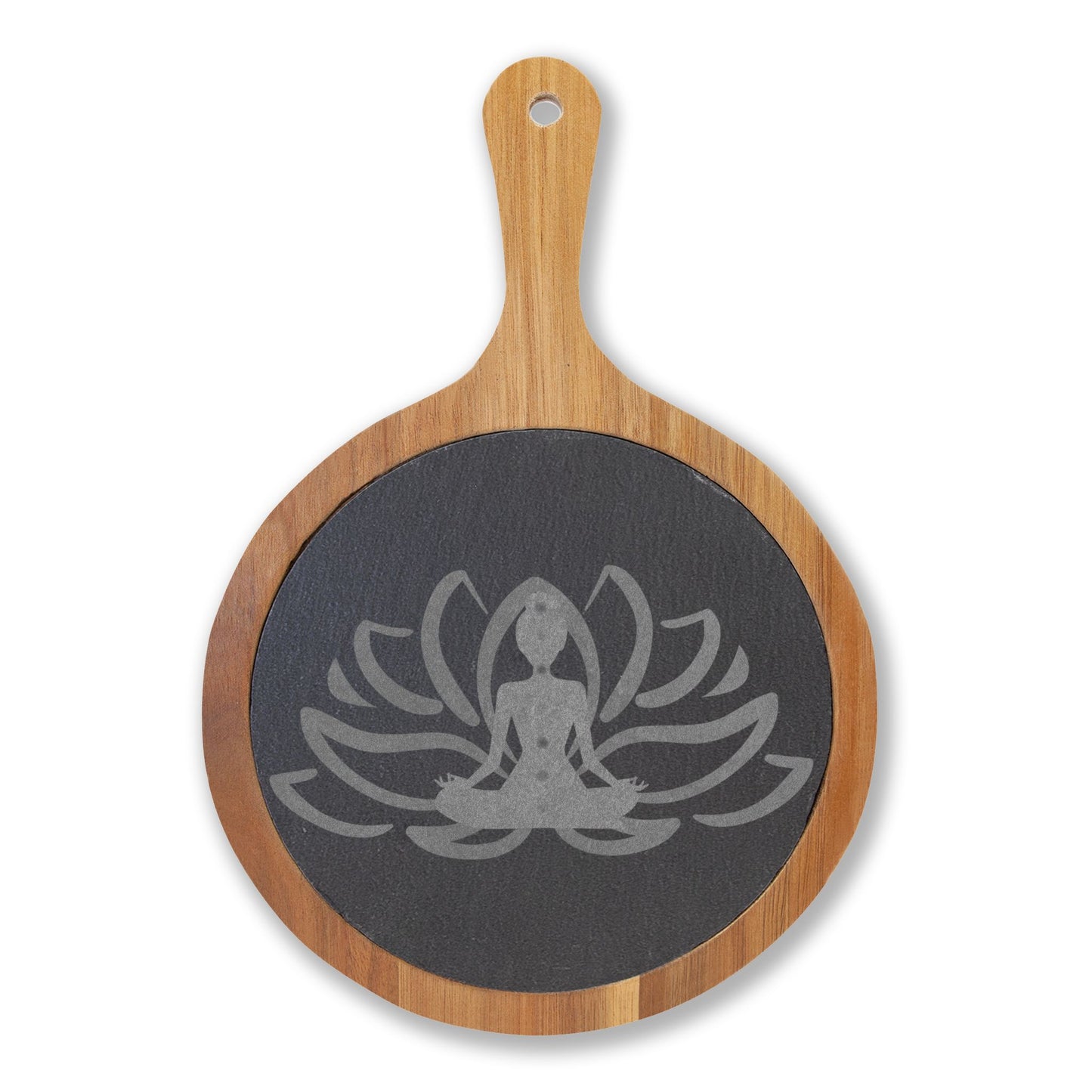 Sacred Hosting Charcuterie Board – Lotus Slate & Acacia Wood Set