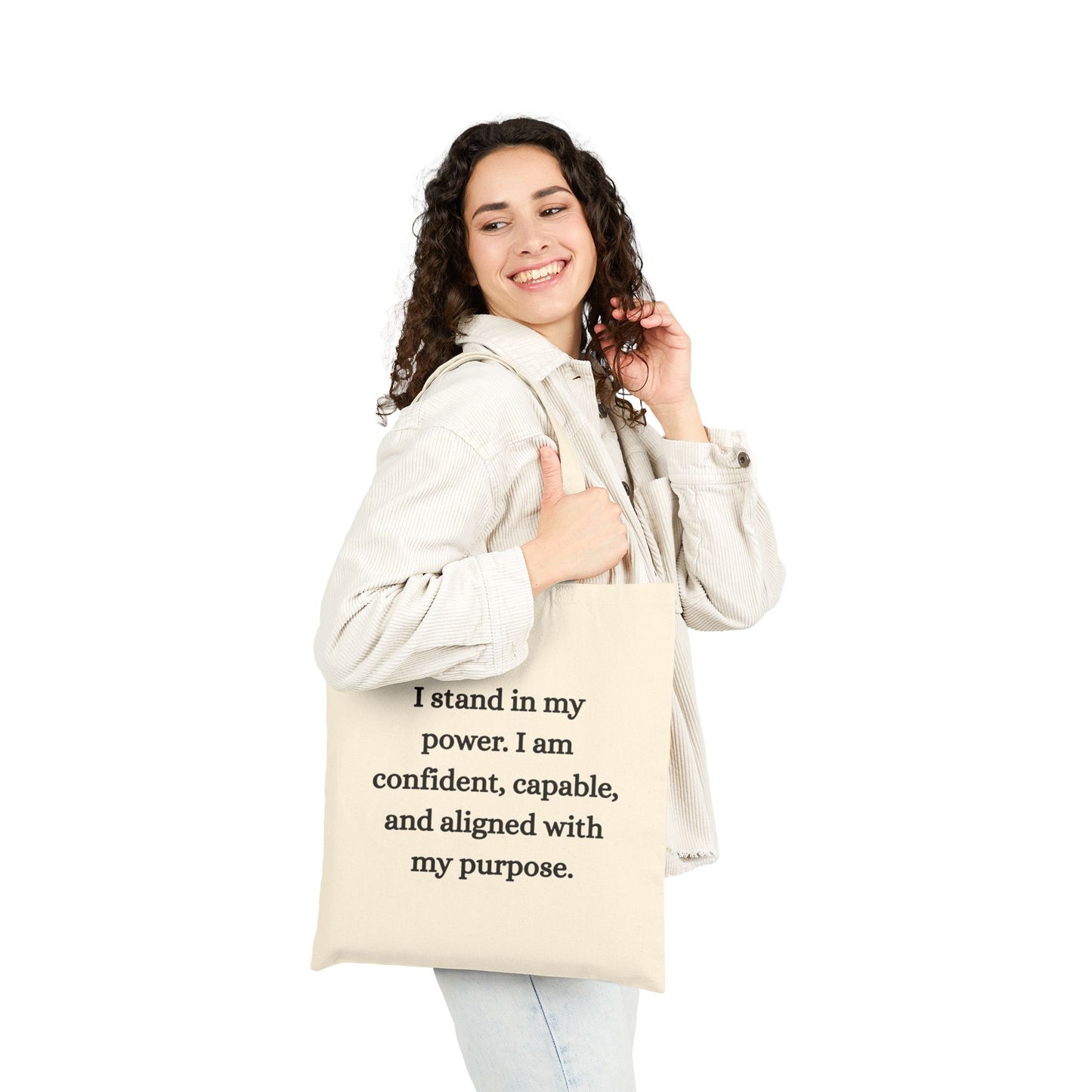 Solar Plexus Cotton Canvas Tote – “I Stand in My Power”