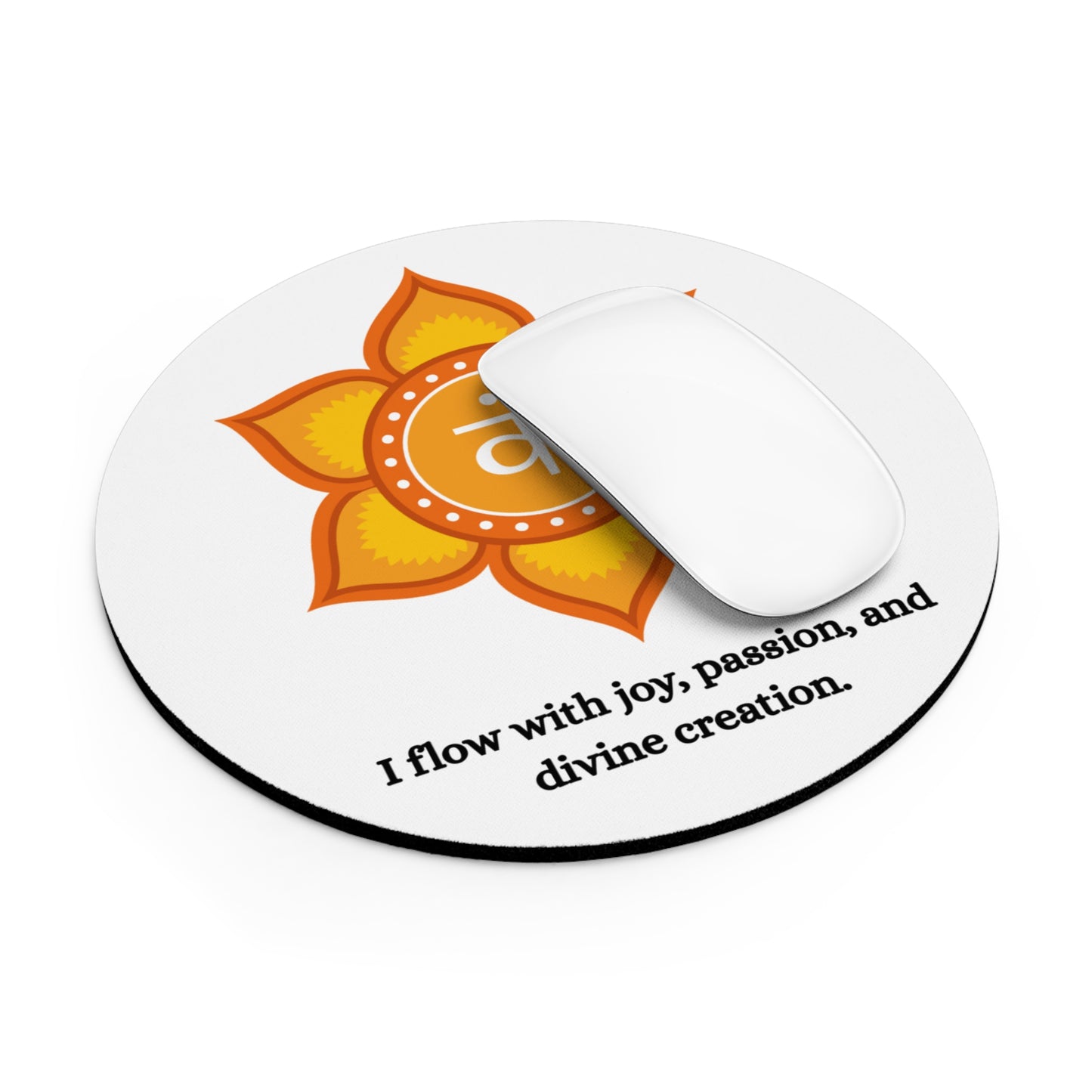 Sacral Chakra Mouse Pad – Svadhisthana Lotus Design with Creativity & Passion Affirmation