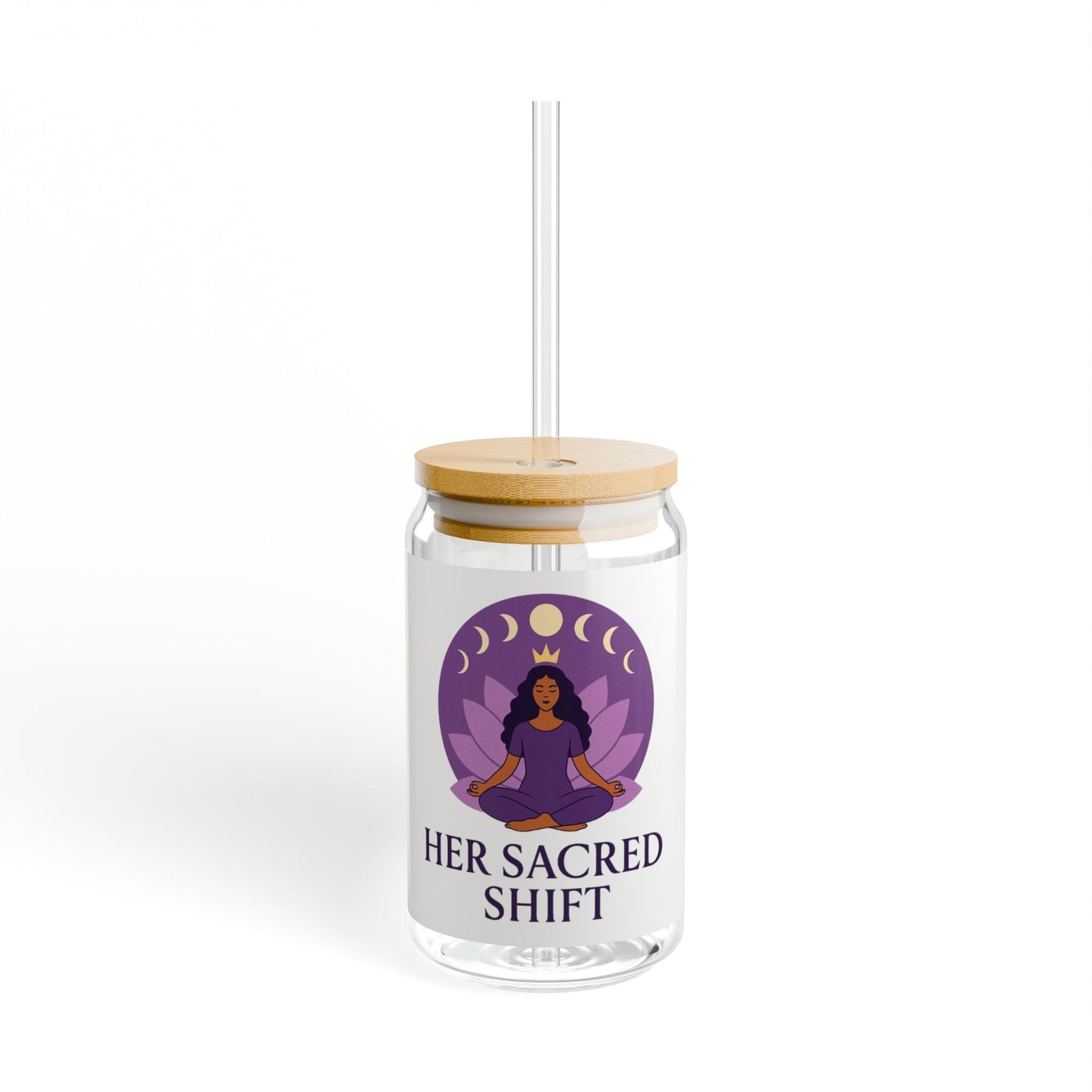 Her Sacred Shift Crown Chakra Sipper Glass – I Am Connected. I Am Light. | 16oz