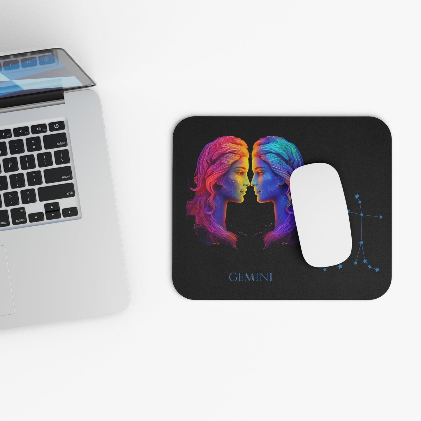 Gemini Zodiac Mouse Pad – Cosmic Twin Energy Art & Constellation Design