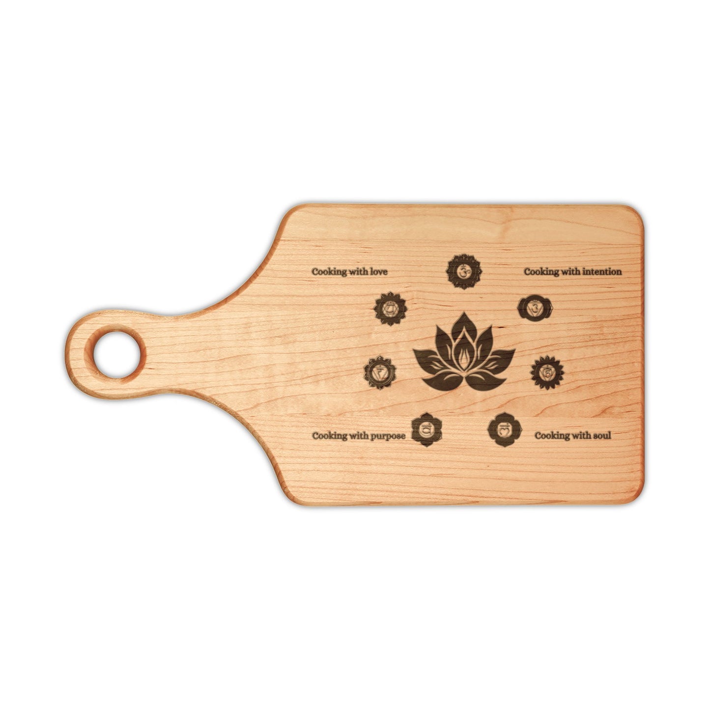 Sacred Lotus Chakra Cutting Board – Maple or Walnut | Cook with Intention, Love & Soul