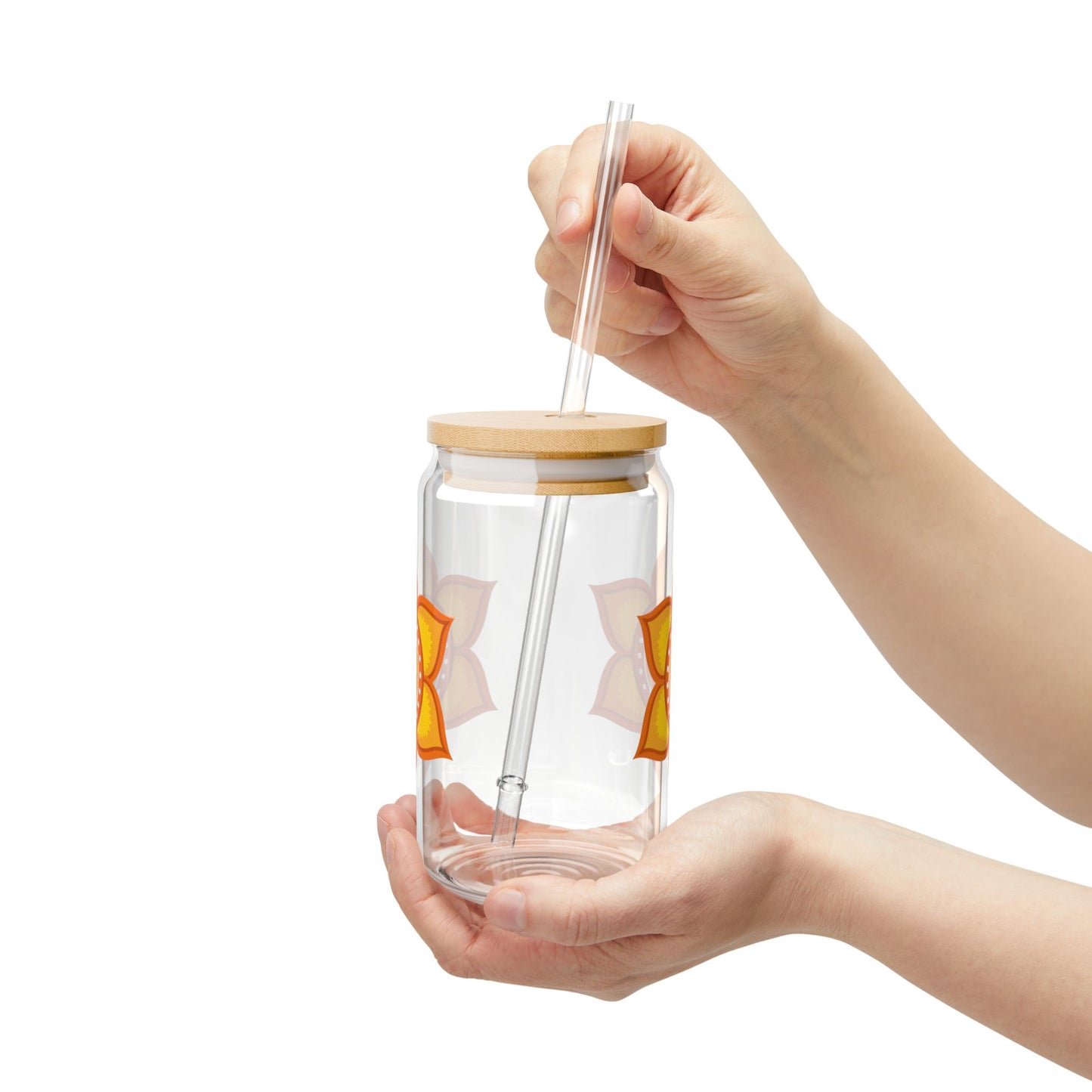 Sacral Chakra Sipper Glass – 16oz Bamboo Lid & Straw