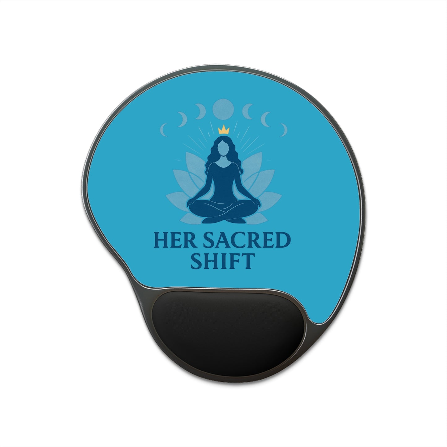 Her Sacred Shift Throat Chakra Mouse Pad with Wrist Rest — Meditation & Clarity Edition