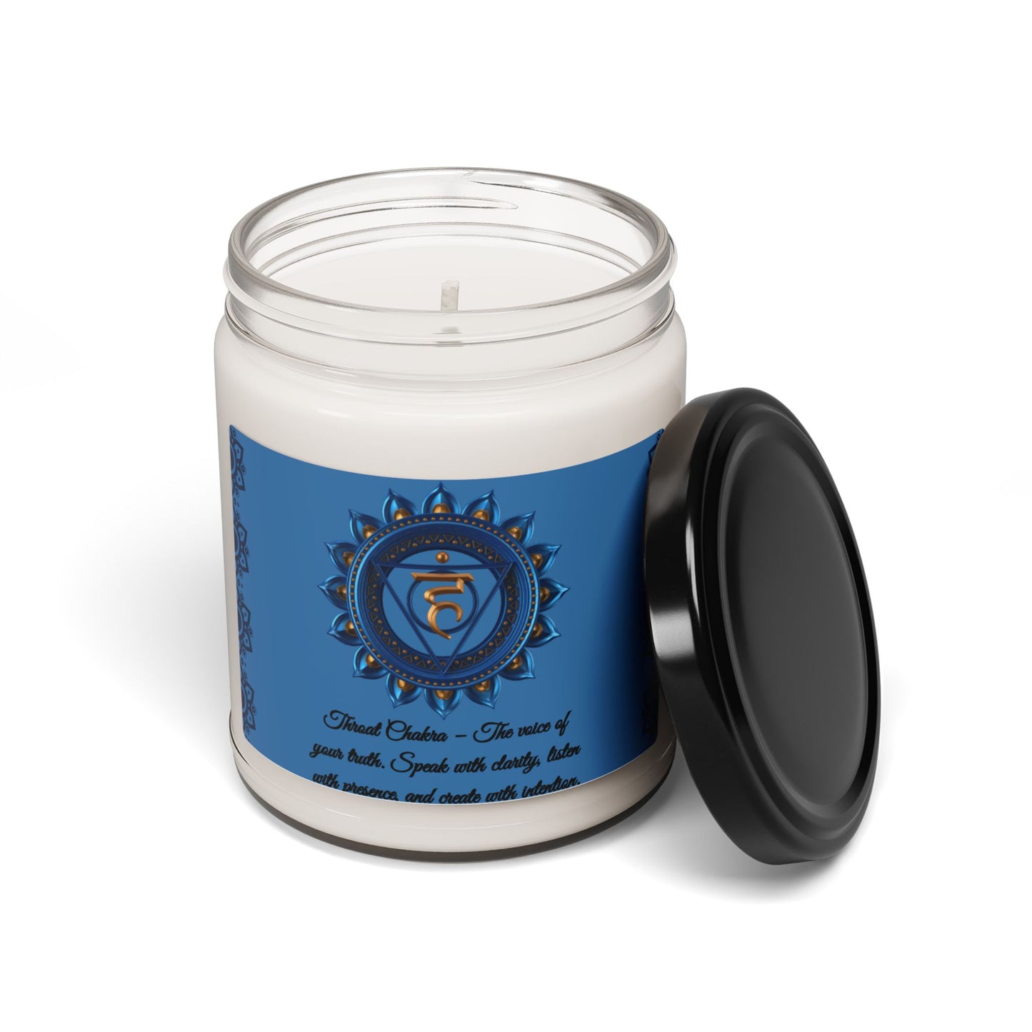 Throat Chakra Candle – Clean Cotton Scented Soy Candle, 9oz.