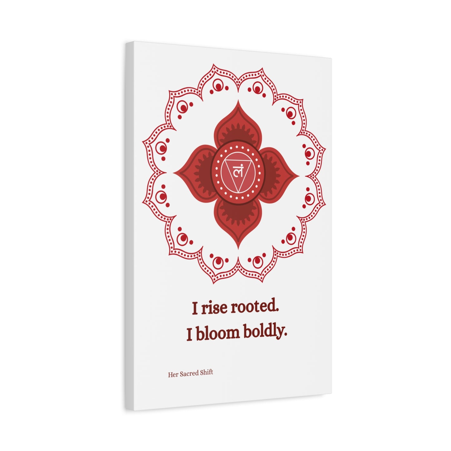 Root Chakra Canvas – “I Rise Rooted” Wall Art (Unframed)