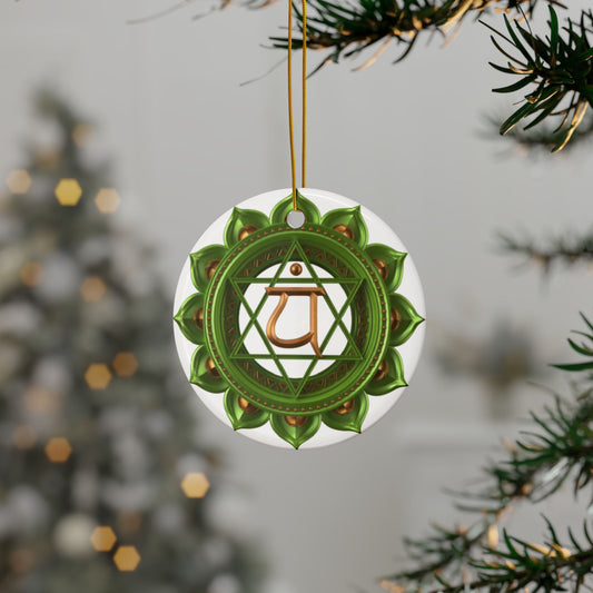 Heart Chakra Ceramic Ornament – Love & Holiday Harmony