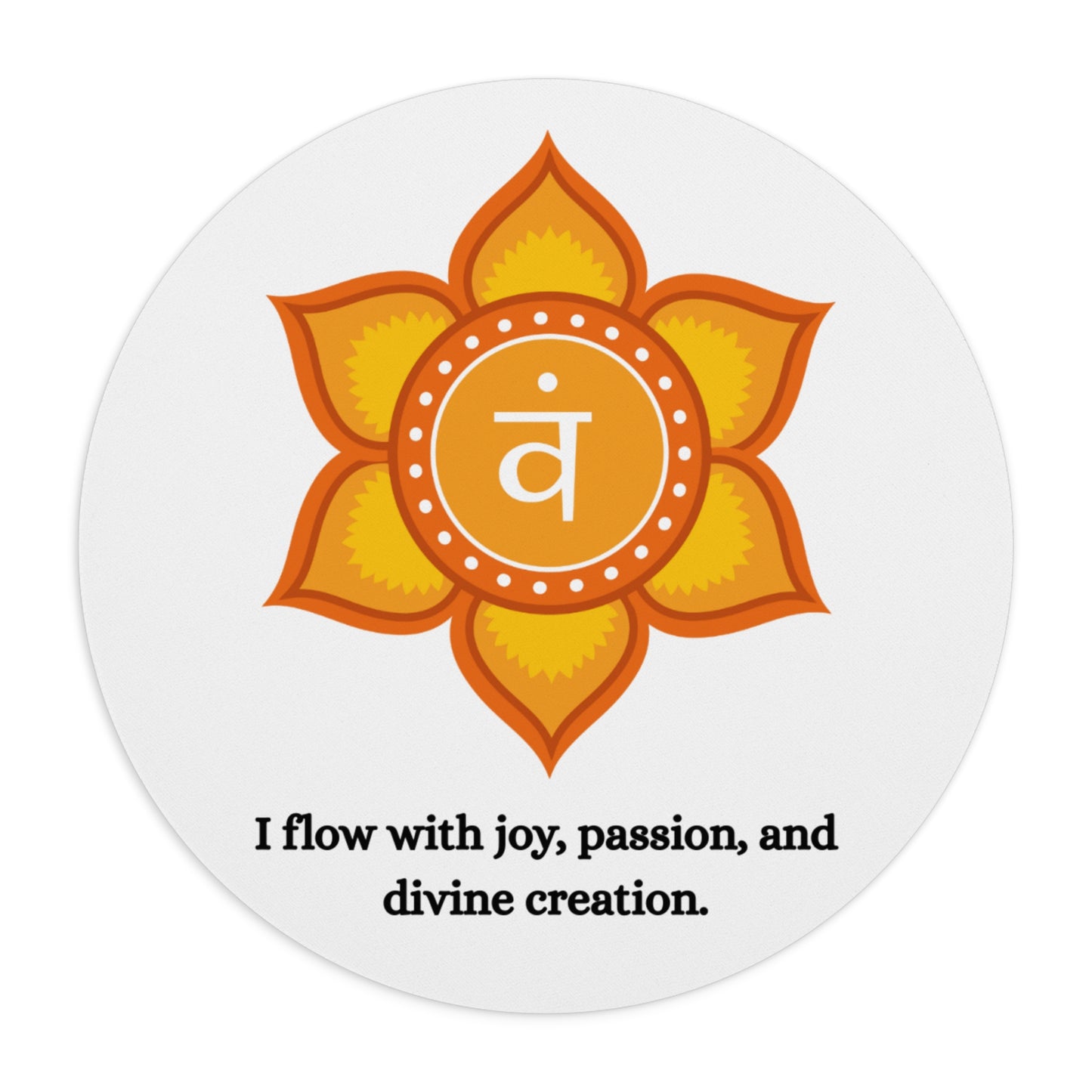 Sacral Chakra Mouse Pad – Svadhisthana Lotus Design with Creativity & Passion Affirmation