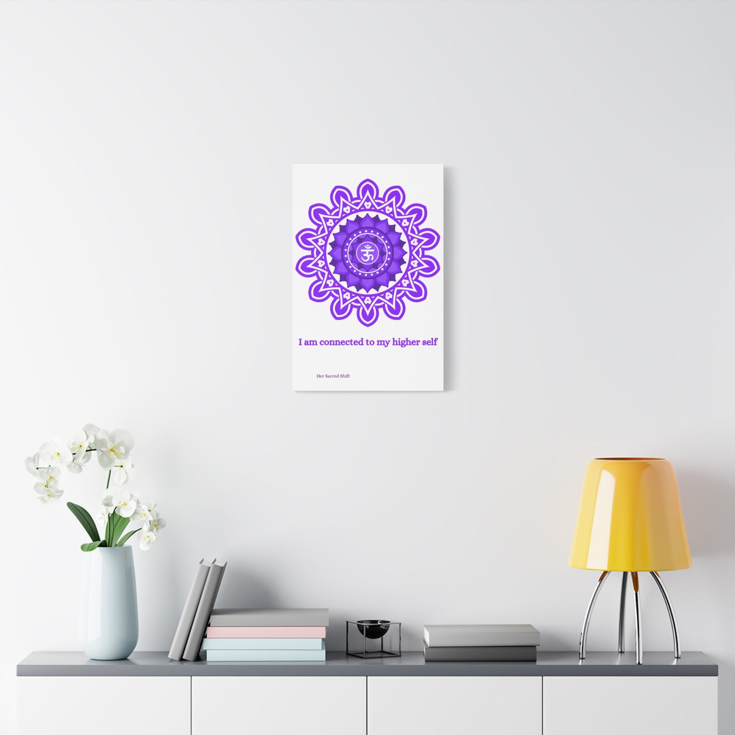 Crown Chakra Canvas – “Connected to My Higher Self” Wall Art (Unframed)