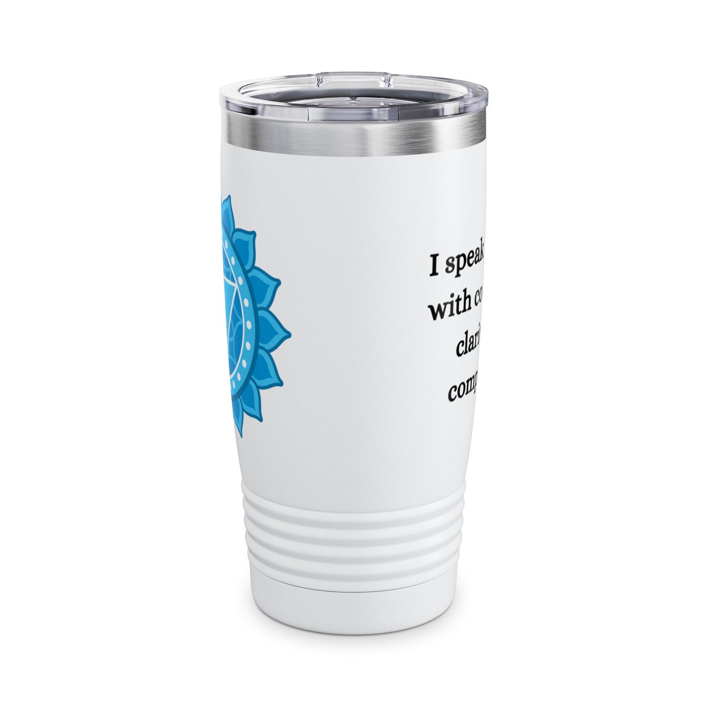 Throat Chakra Stainless Steel 20oz Tumbler – Truth & Expression (White)