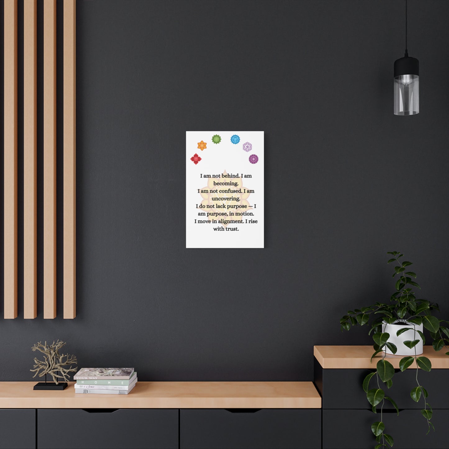 Chakra Alignment Canvas – “I Am Becoming” Affirmation Art (Unframed)