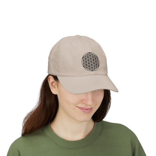 Flower of Life Dad Cap- Flower of Life Design- Black
