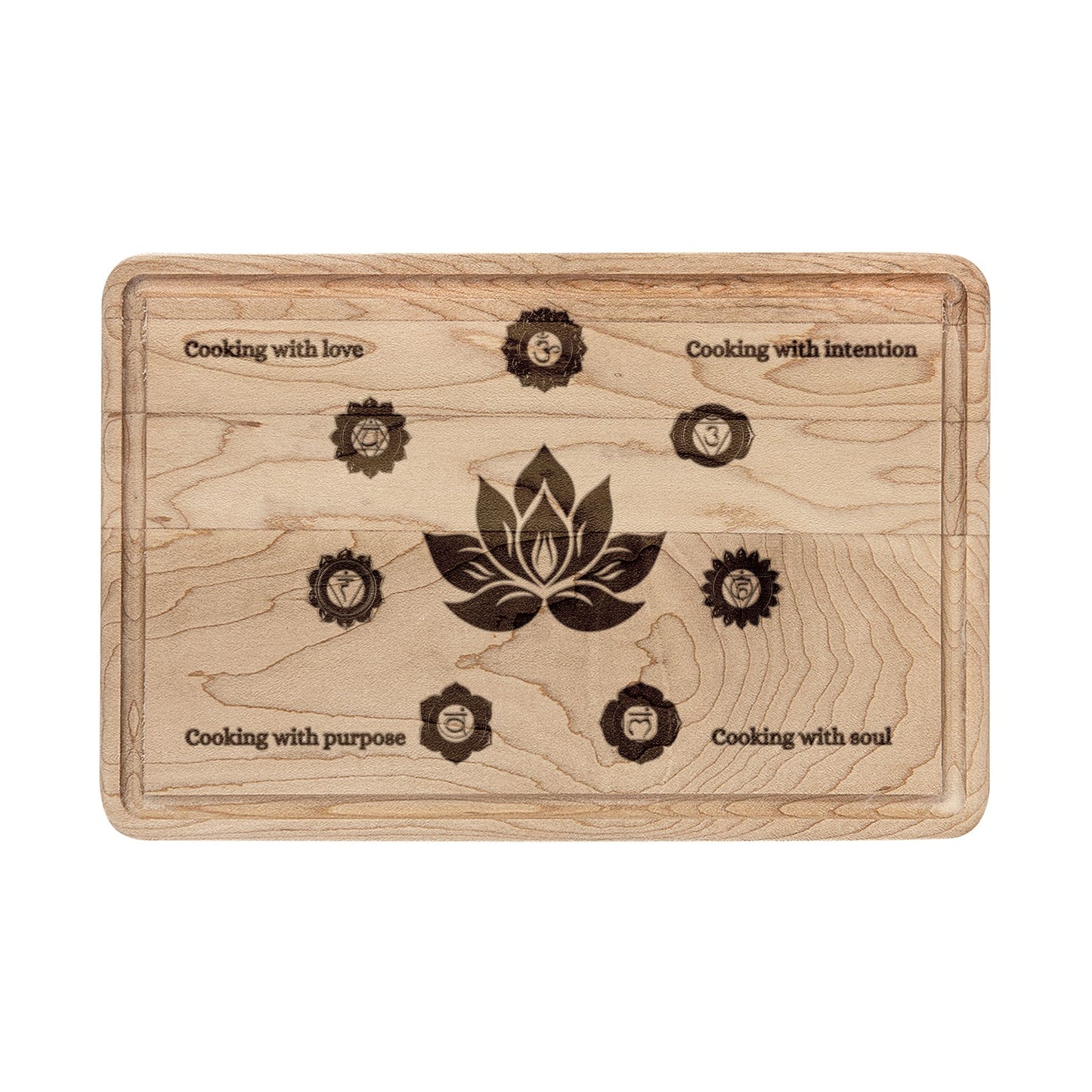 Sacred Lotus Chakra Cutting Board – Maple or Walnut | Cook with Intention, Love & Soul