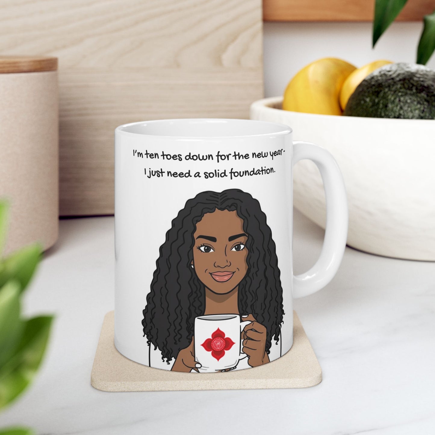 Root Chakra 2026 Animation Mug – “Ten Toes Down” | Grounded Energy Coffee Cup (11oz & 15oz)