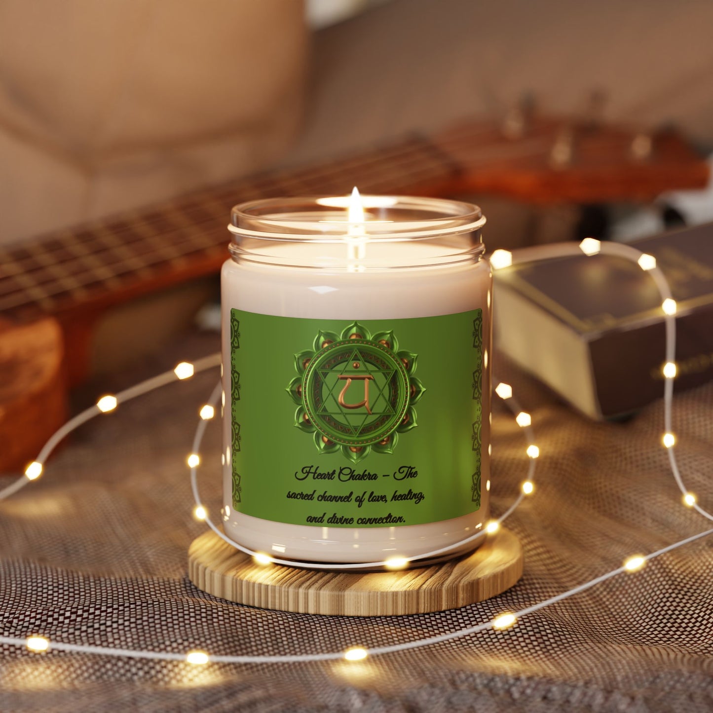 Heart Chakra Candle – Sea Salt + Orchid Scented Soy Candle, 9oz
