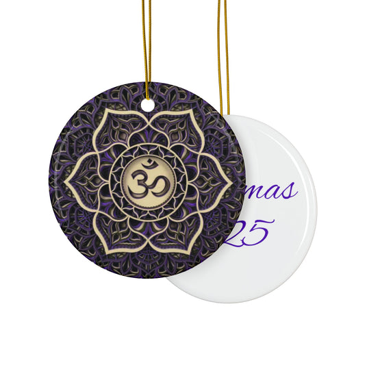 Crown Chakra Mandala Design Ceramic Ornament- Handmade