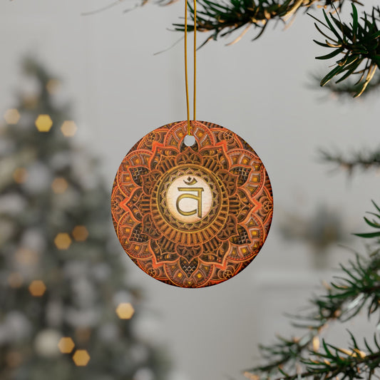 Sacral Chakra Mandala Design Ceramic Ornament