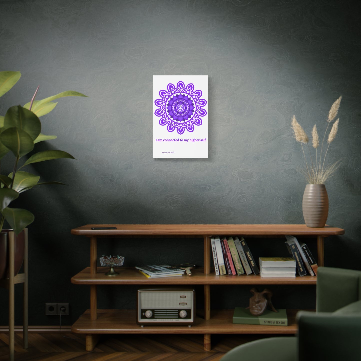 Crown Chakra Canvas – “Connected to My Higher Self” Wall Art (Unframed)