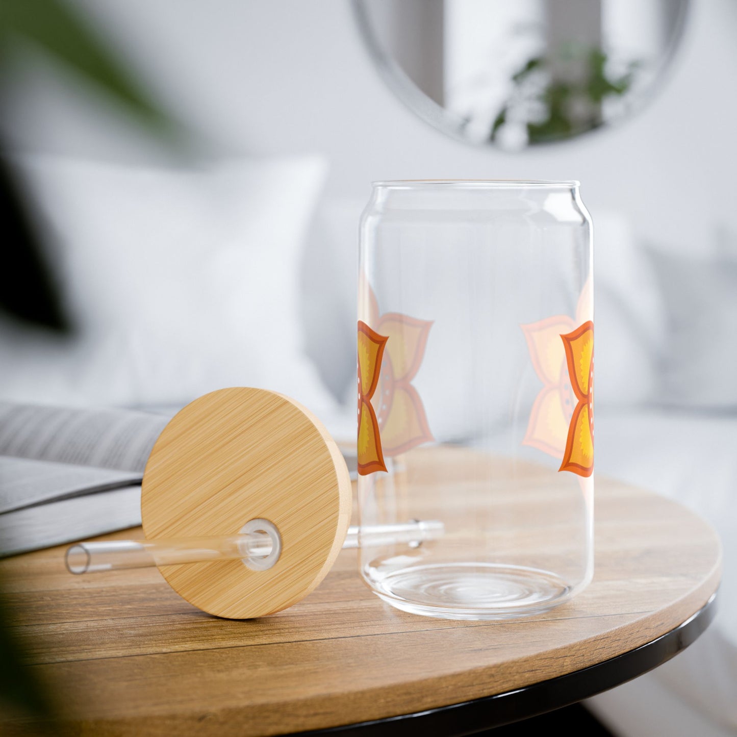 Sacral Chakra Sipper Glass – 16oz Bamboo Lid & Straw