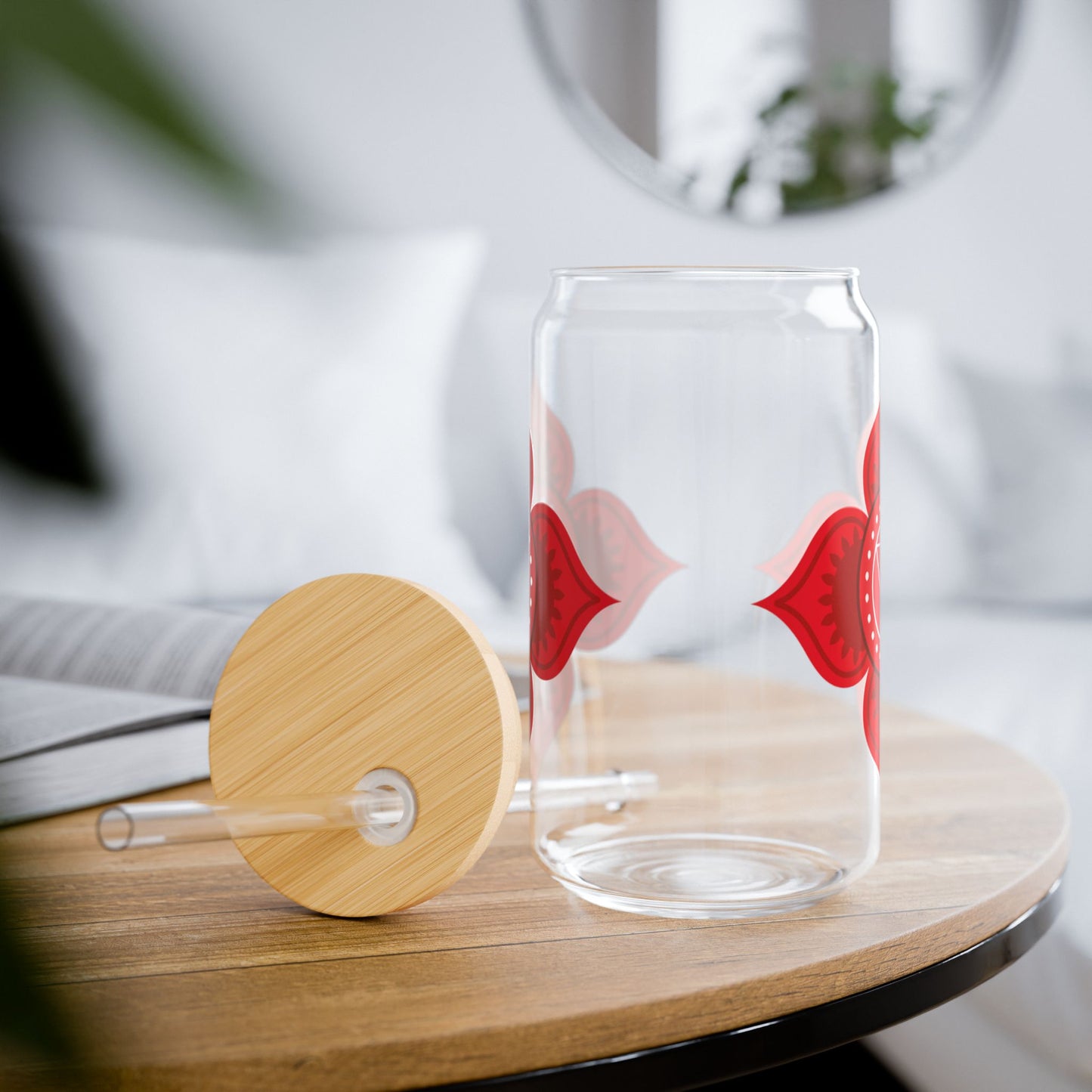 Root Chakra Sipper Glass – 16oz Bamboo Lid & Straw