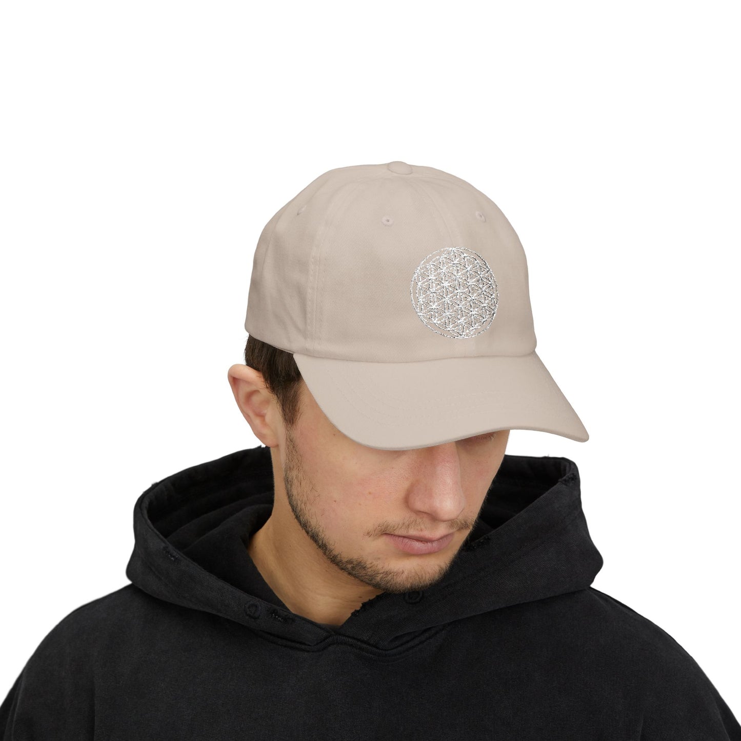 Flower of Life Dad Cap- Flower of Life Design- White