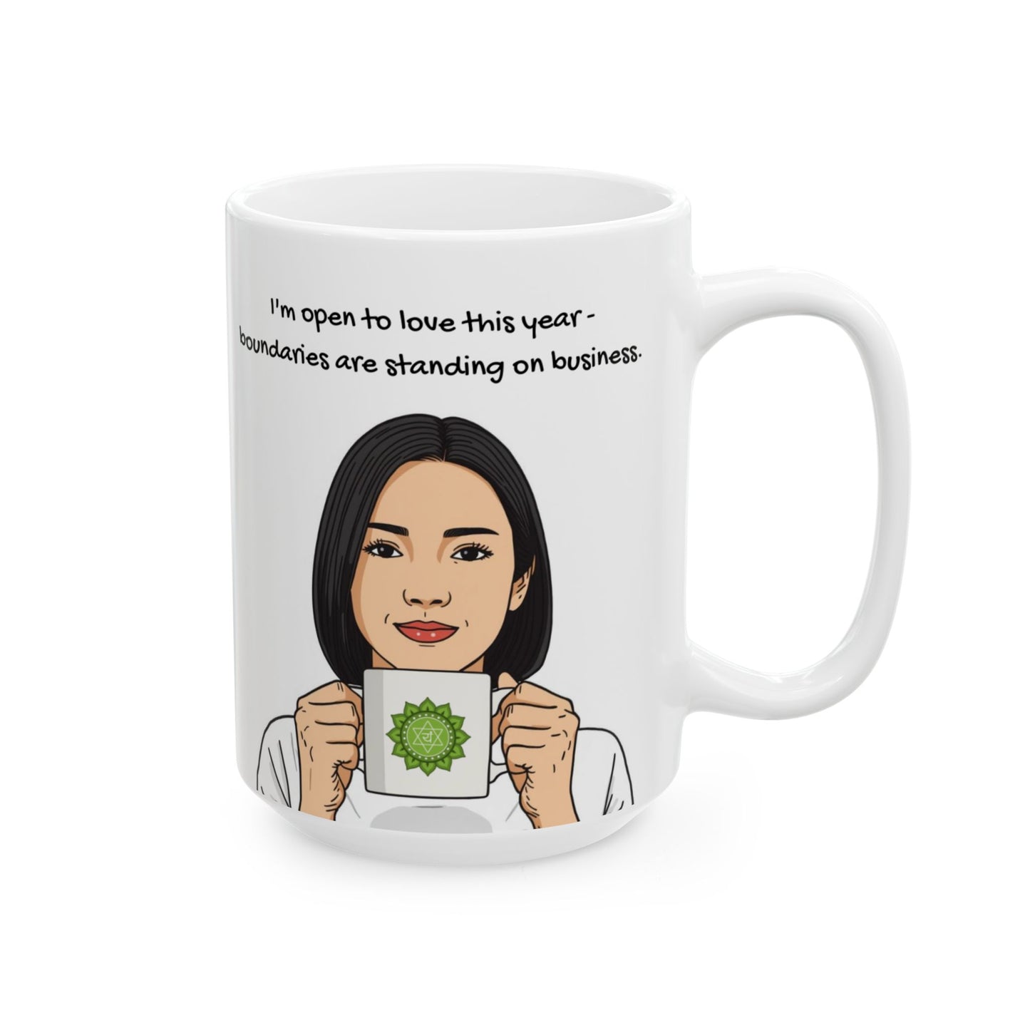 Heart Chakra 2026 Animated Mug – Open to Love, Setting Boundaries (11oz/15oz)