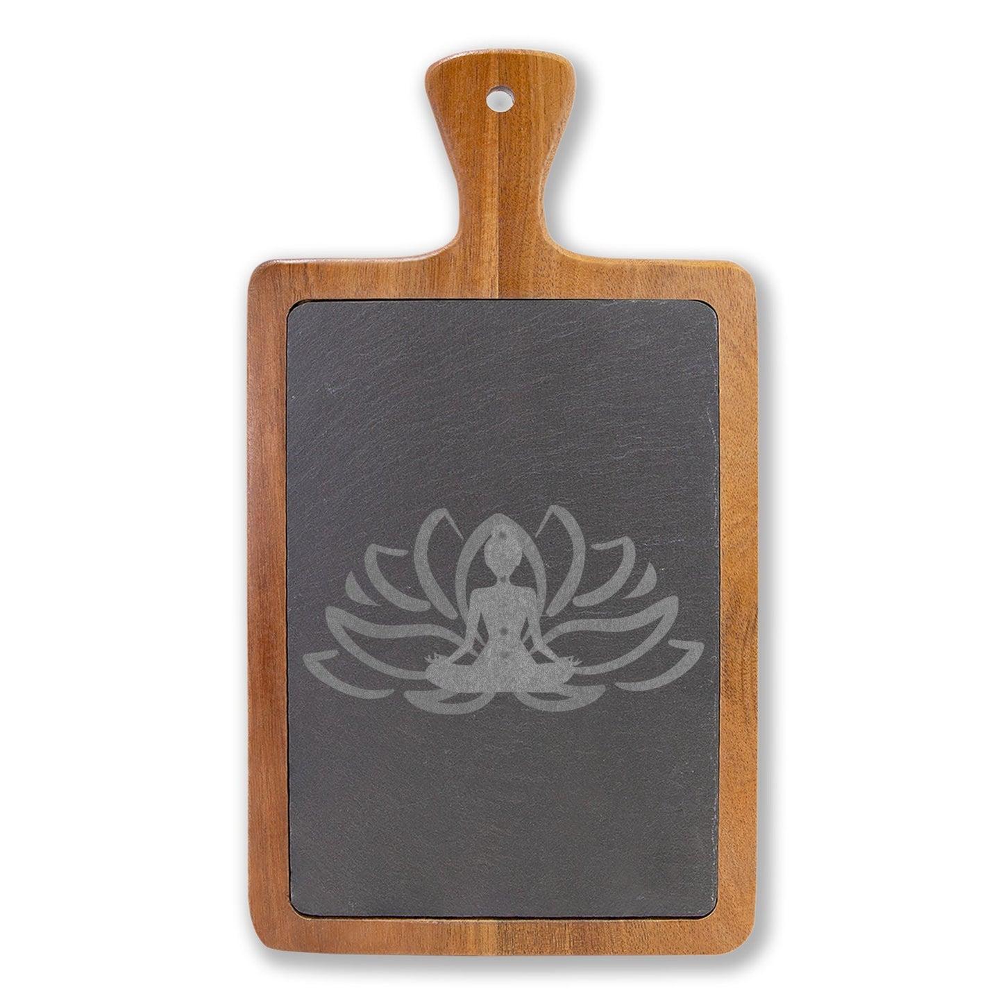 Sacred Hosting Charcuterie Board – Lotus Slate & Acacia Wood Set