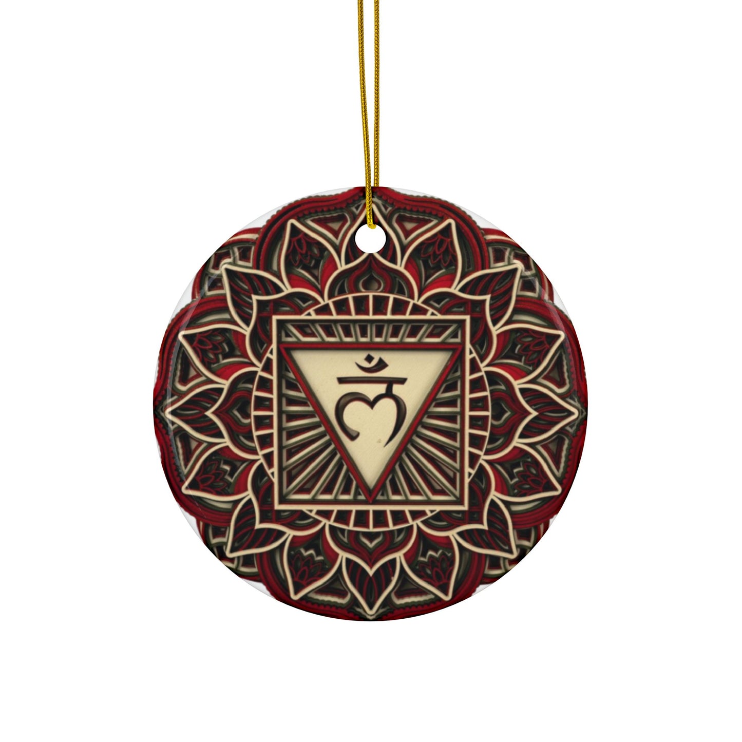 Root Chakra Mandala Design Ceramic Ornament