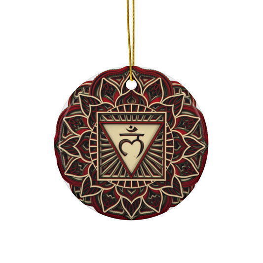 Root Chakra Mandala Design Ceramic Ornament