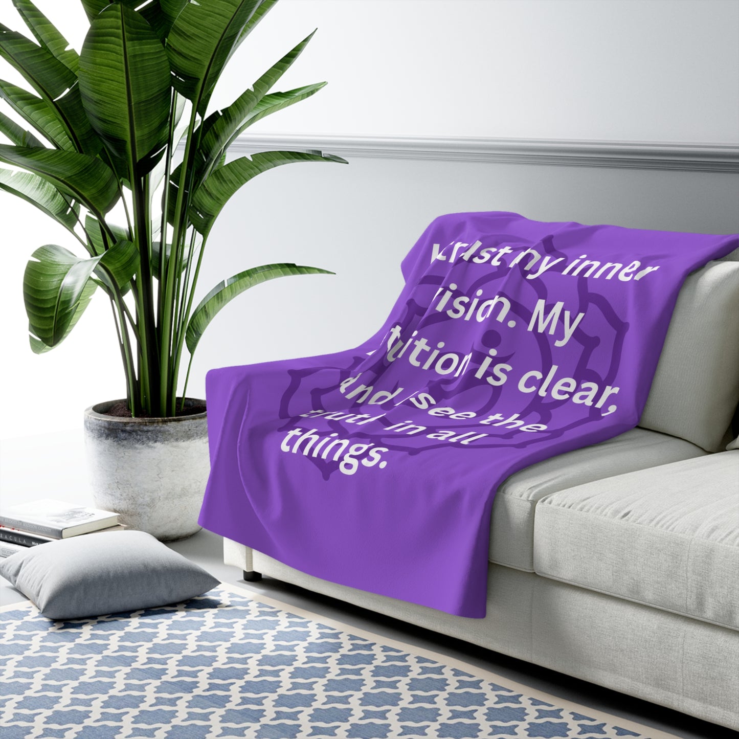 Crown Chakra Premium Sherpa Blanket – Spiritual Connection, Inner Peace & Divine Alignment Affirmation Throw