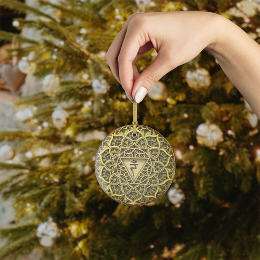 Solar Plexus Chakra Mandala Design Glass Ornaments- Handmade