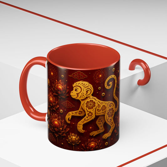 Monkey Zodiac Coffee Mug — Chinese Zodiac Years & Traits Accent Mug (11oz)