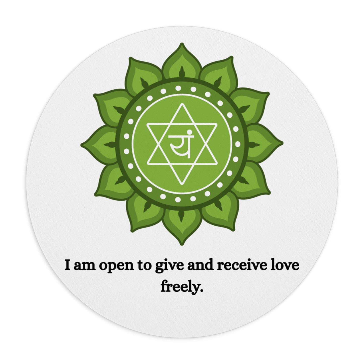 Heart Chakra Mouse Pad – Anahata Lotus Symbol with Love & Openness Affirmation