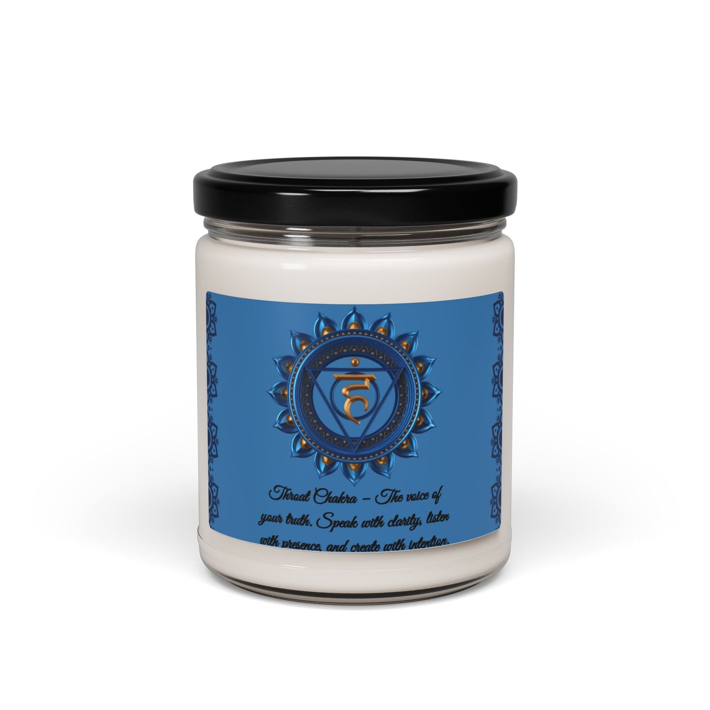 Throat Chakra Candle – Clean Cotton Scented Soy Candle, 9oz.