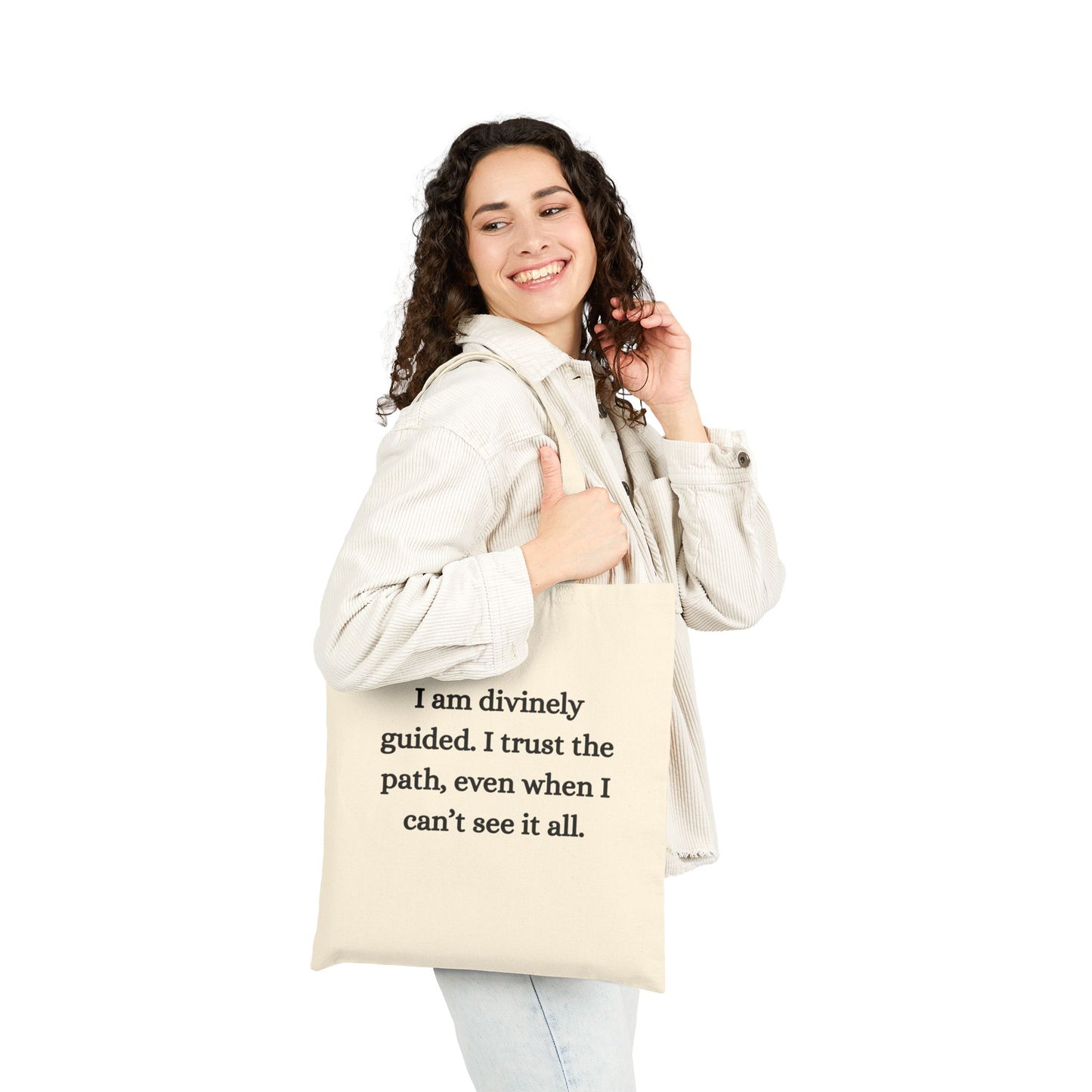 Crown Chakra Cotton Canvas Tote – “I Am Divinely Guided”