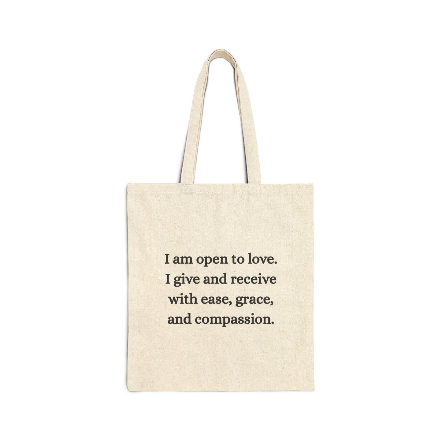 Heart Chakra Cotton Canvas Tote – “I Am Open to Love”
