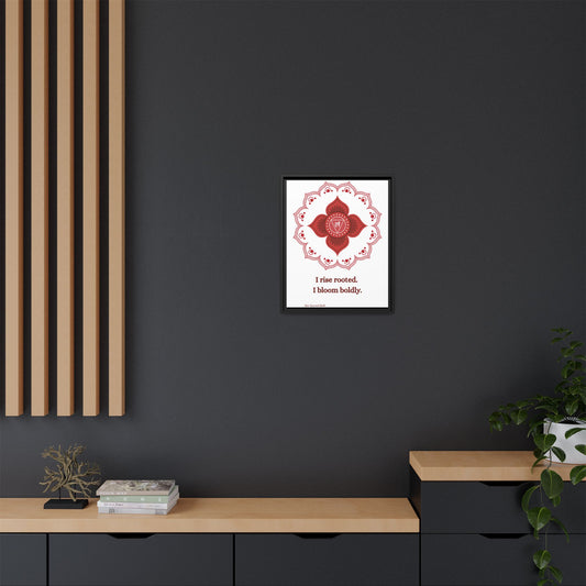 Root Chakra Canvas – “I Rise Rooted” Wall Art (Framed)