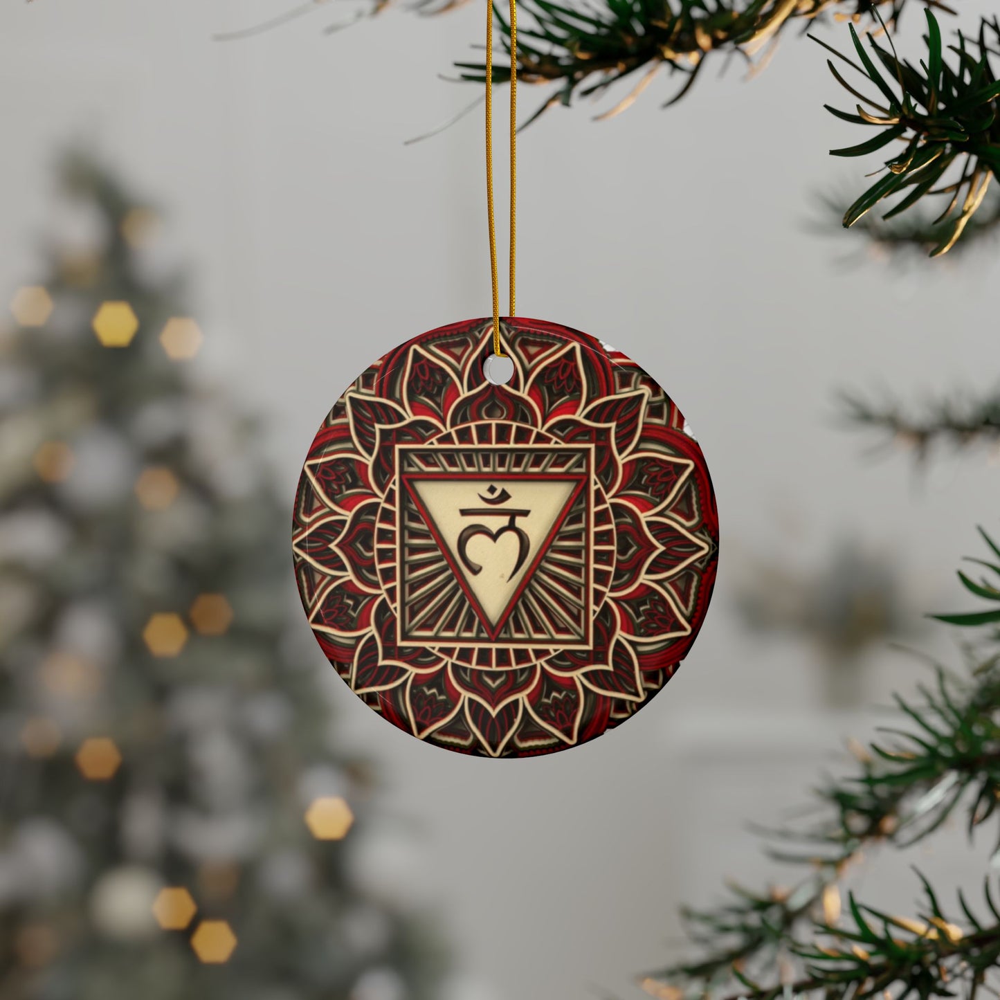 Ceramic Root Chakra Ornament – Grounded in Christmas Peace